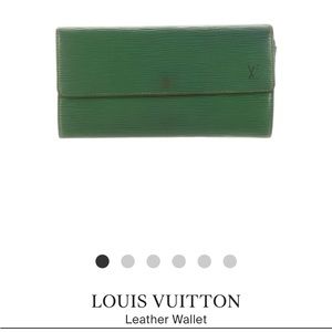 Green Louis Vuitton leather wallet